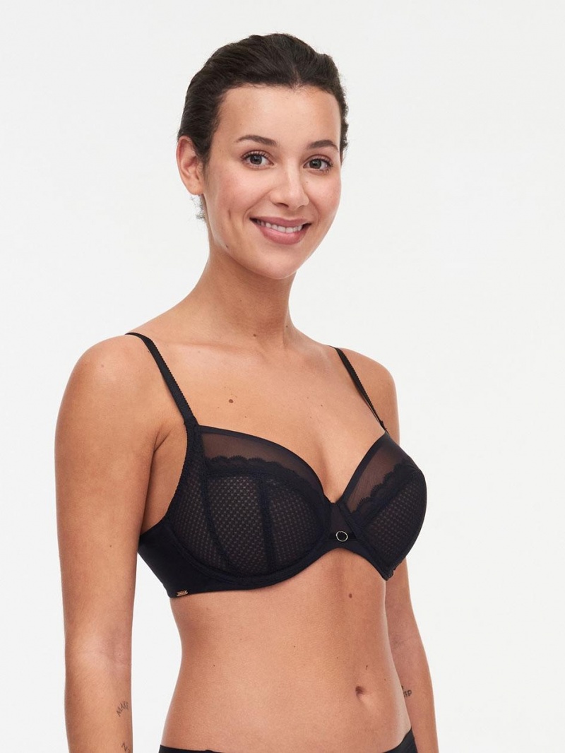 Chantelle Parisian Allure Unlined Plunge Bras Black | USA 2272DNN