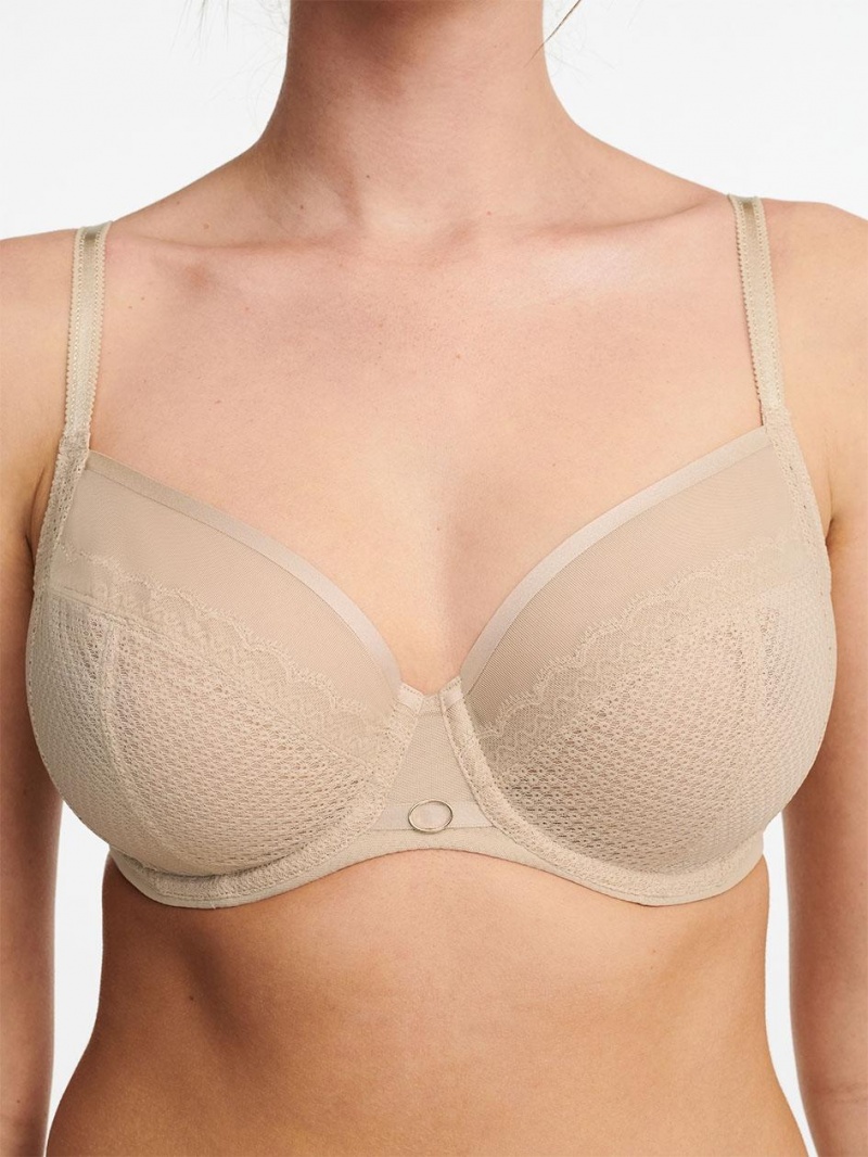 Chantelle Parisian Allure Unlined Plunge Bras Nude Sand | USA 2279ZGY