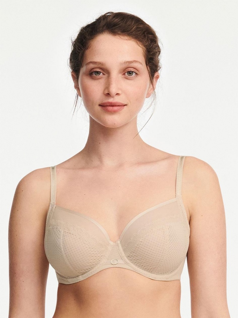 Chantelle Parisian Allure Unlined Plunge Bras Nude Sand | USA 2279ZGY