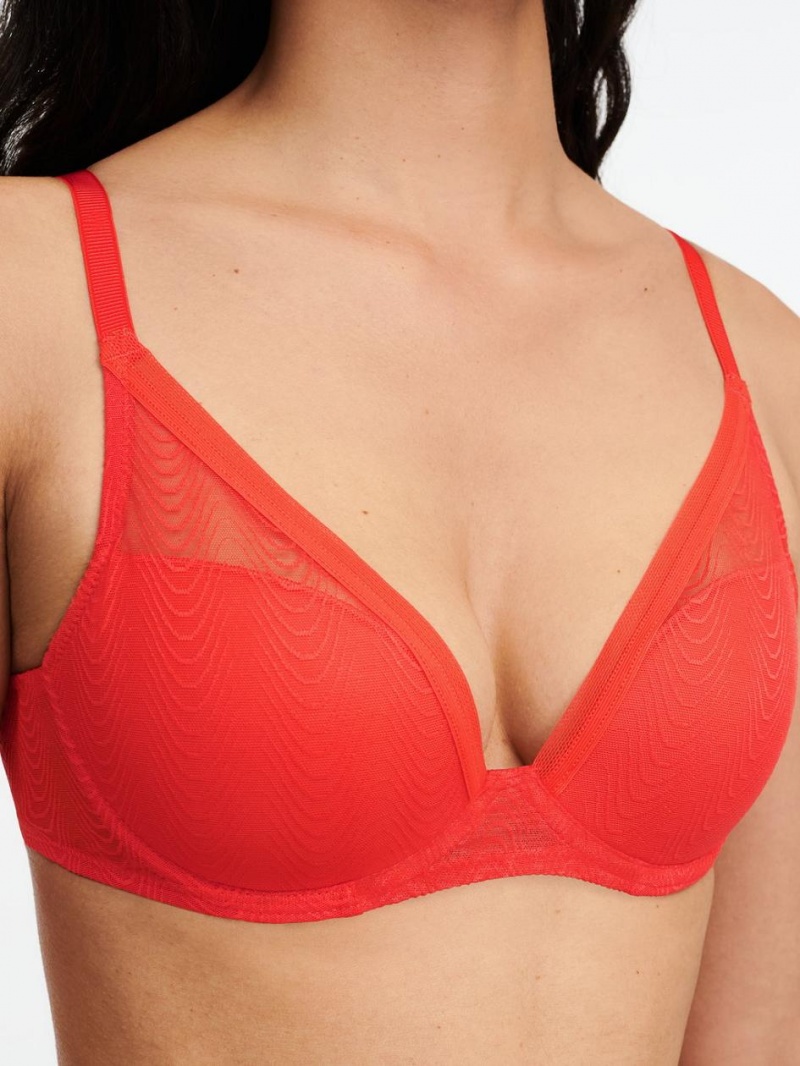 Chantelle Romane Plunge T-Shirt Bras Red Cocktail | USA 2311GLS