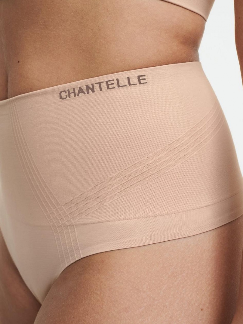 Chantelle Smooth Comfort High Waist Light Shaping Thong Panties Clay Nude | USA 1893BCP