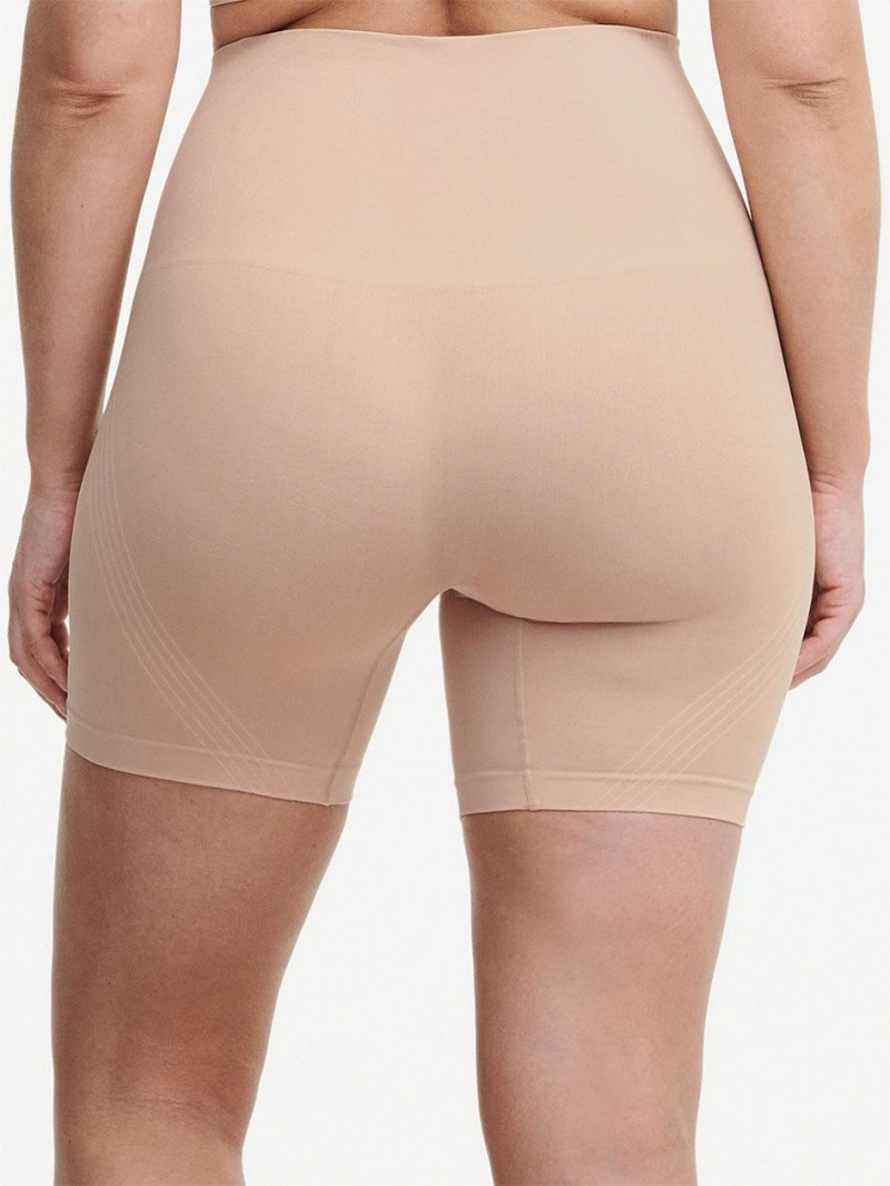 Chantelle Smooth Comfort High Waist Mid-Thigh Light Shaping Short Shapewear Clay Nude | USA 2111ISZ