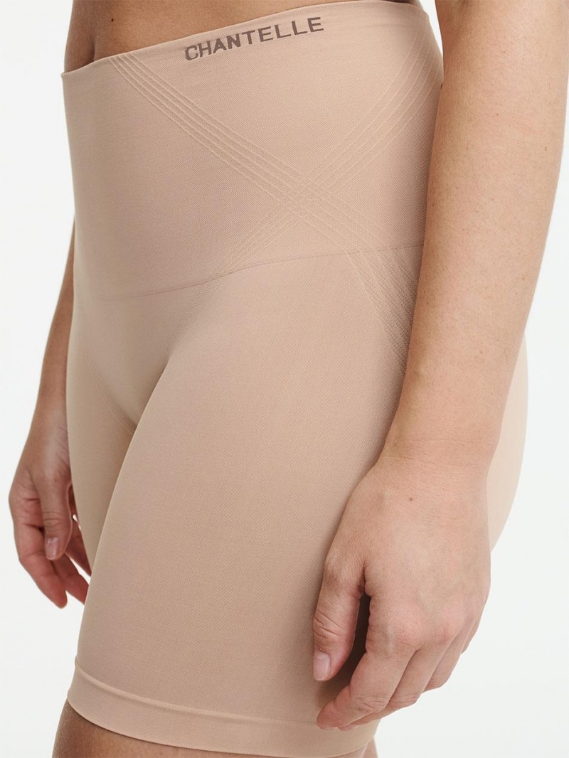 Chantelle Smooth Comfort High Waist Mid-Thigh Light Shaping Short Shapewear Clay Nude | USA 2111ISZ