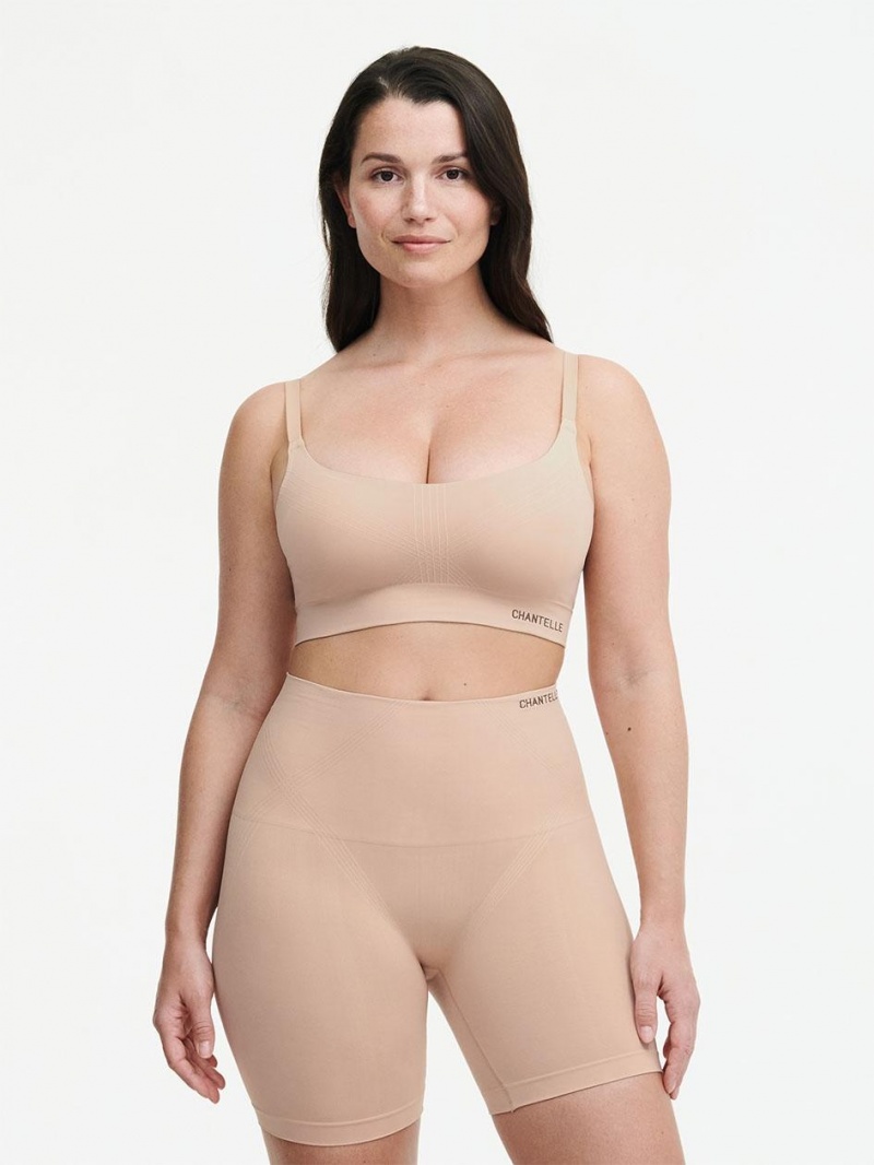 Chantelle Smooth Comfort High Waist Mid-Thigh Light Shaping Short Shapewear Clay Nude | USA 2111ISZ