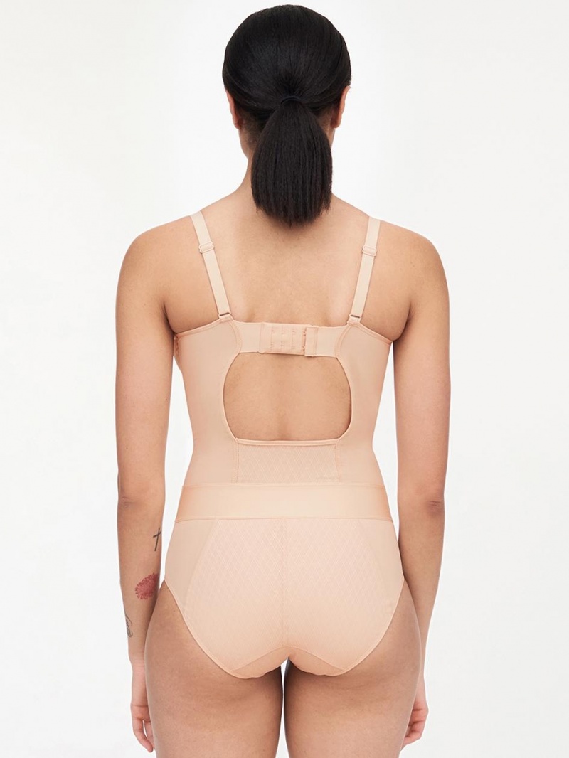 Chantelle Smooth Lines Shaping Bodysuit Shapewear Nude Blush | USA 2098XFU