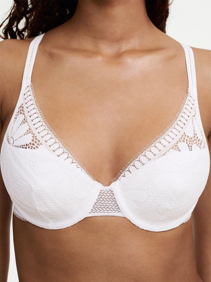 Chantelle Sofie Lace Lightweight Plunge, Passionata designed by CL Bras White | USA 2222GLQ