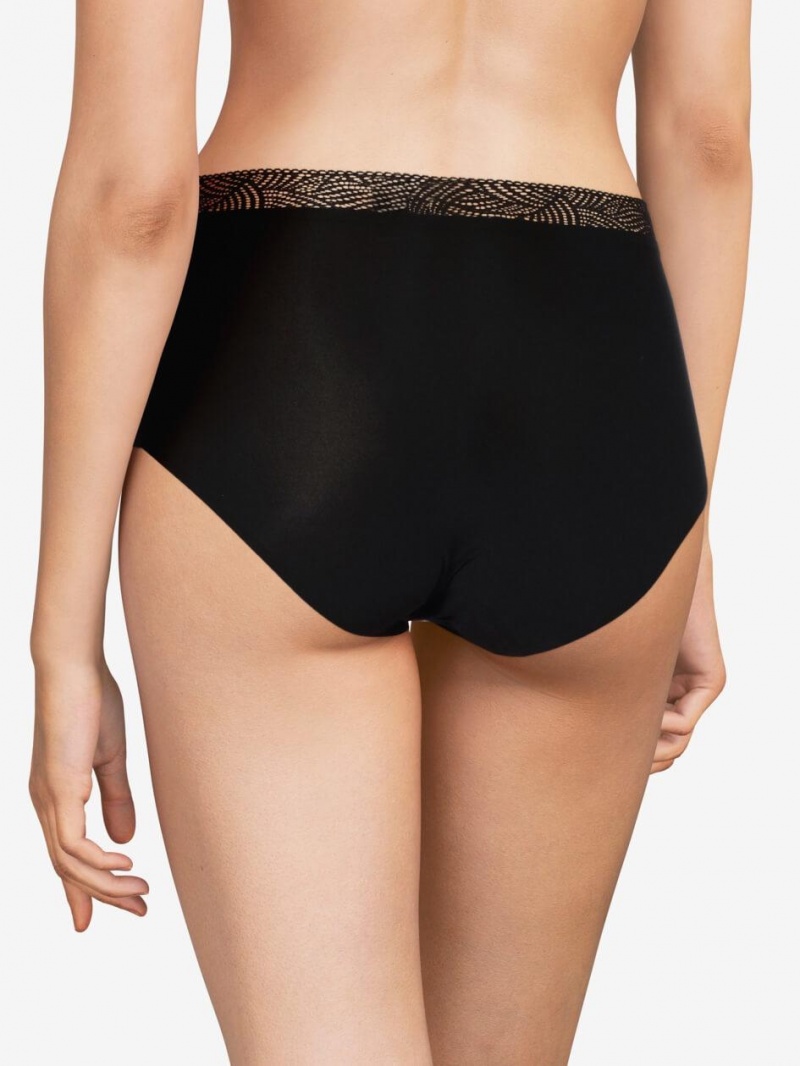 Chantelle SoftStretch High Waist Brief with Lace Panties Black | USA 1901YUK