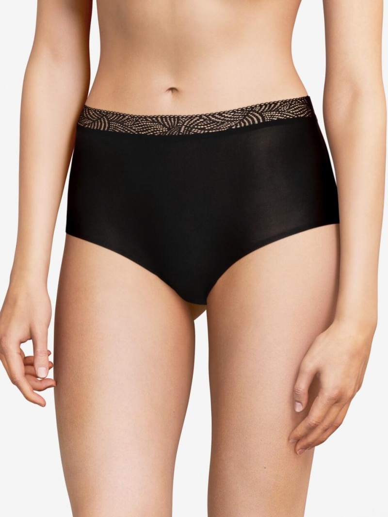 Chantelle SoftStretch High Waist Brief with Lace Panties Black | USA 1901YUK