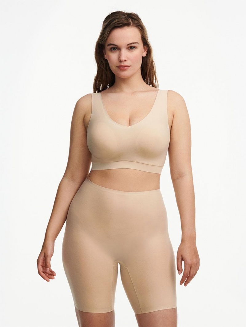 Chantelle SoftStretch High Waist Mid-Thigh Short Shapewear Nude Sand | USA 2096LHT