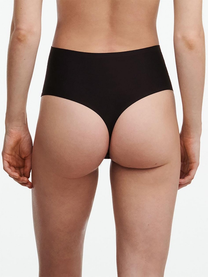 Chantelle SoftStretch High Waist Thong Panties Black | USA 1969CEI