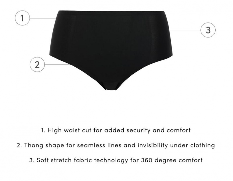 Chantelle SoftStretch High Waist Thong Panties Black | USA 1969CEI