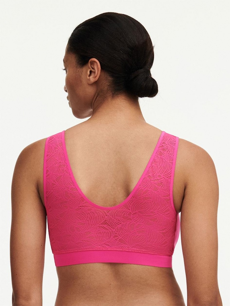 Chantelle SoftStretch Padded Top with Lace Bras Rose Pitaya | USA 1011MAS