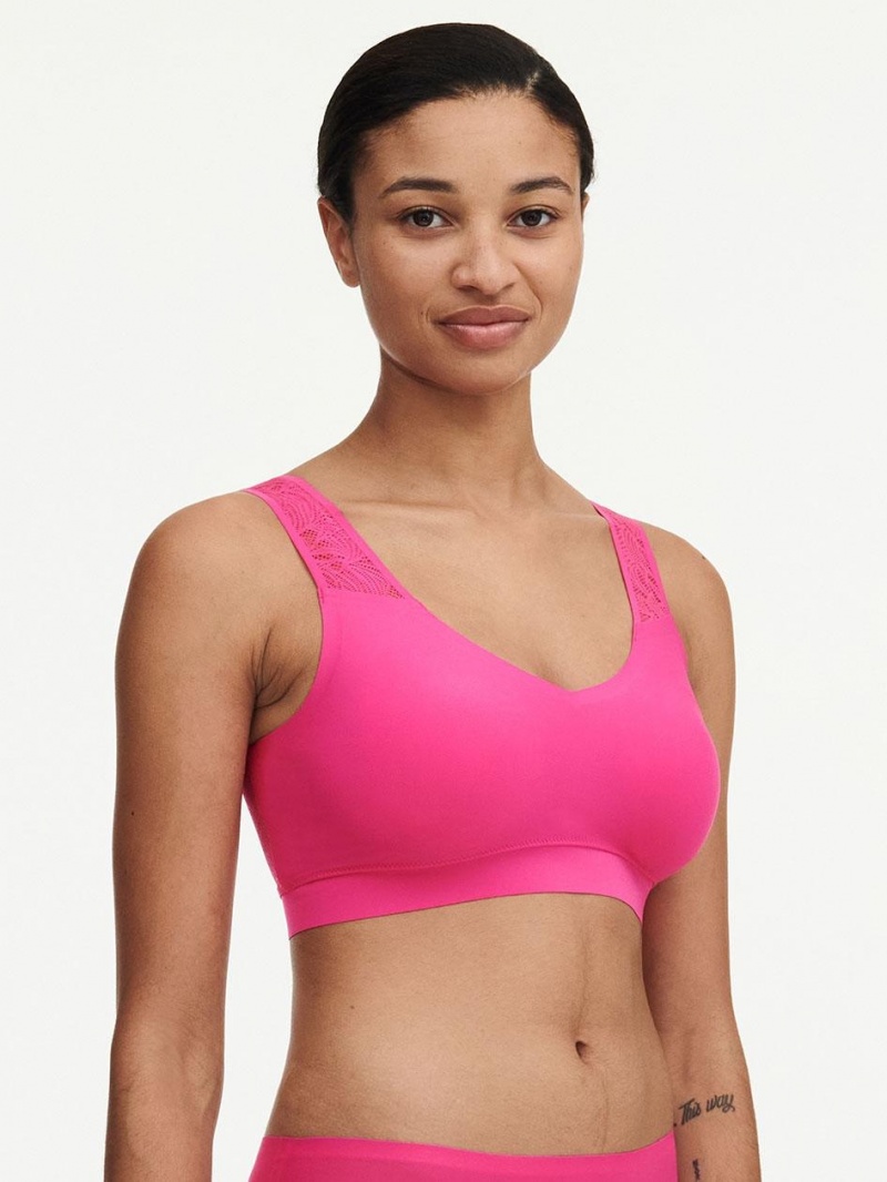 Chantelle SoftStretch Padded Top with Lace Bras Rose Pitaya | USA 1011MAS