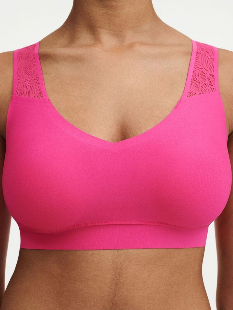 Chantelle SoftStretch Padded Top with Lace Bras Rose Pitaya | USA 1011MAS