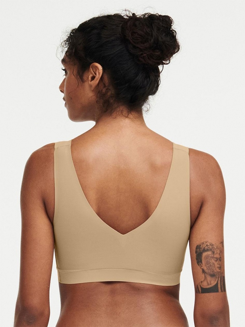 Chantelle SoftStretch Padded V-Neck 2-Pack Bras Nude Sand | USA 1295BCP