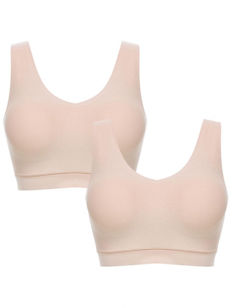 Chantelle SoftStretch Padded V-Neck 2-Pack Bras Nude Sand | USA 1295BCP