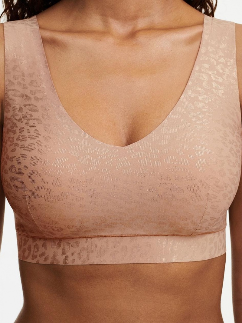 Chantelle SoftStretch Padded V-Neck Bras Leopard Shimmer | USA 1270NBA