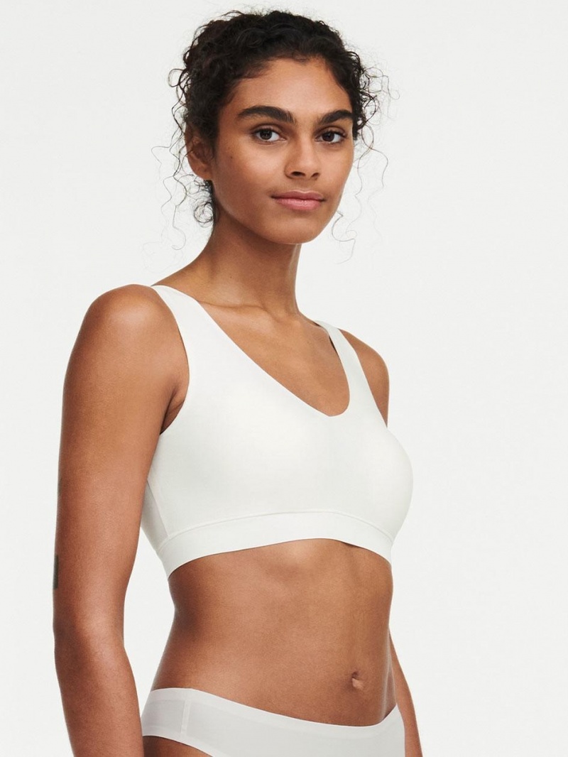 Chantelle SoftStretch Padded V-Neck Bras Ivory | USA 1280ORX