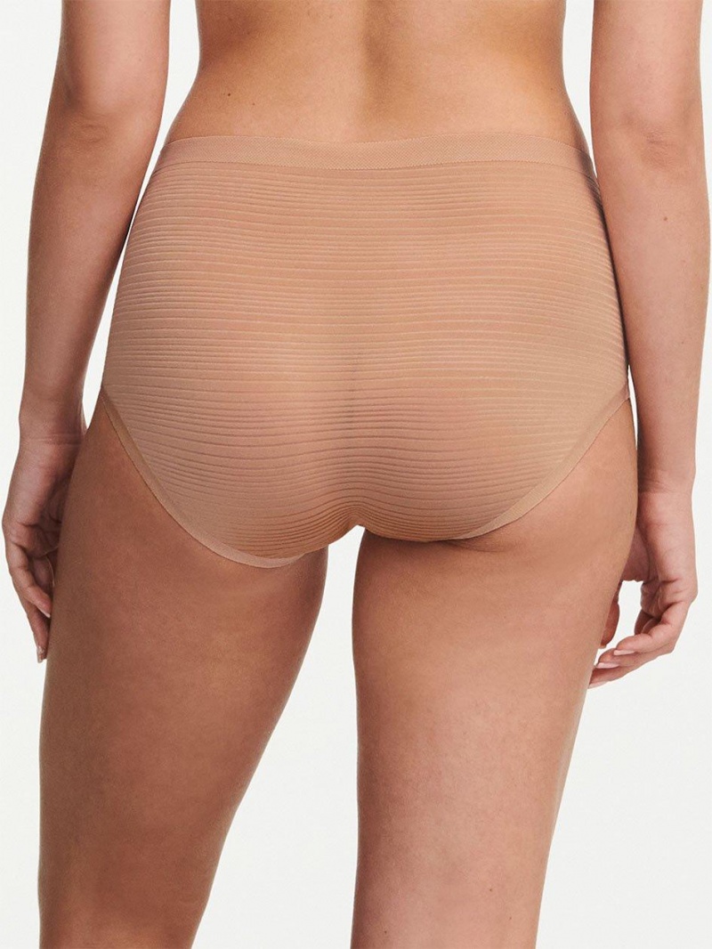 Chantelle SoftStretch Stripes Brief Panties Clay Nude | USA 1803SOB