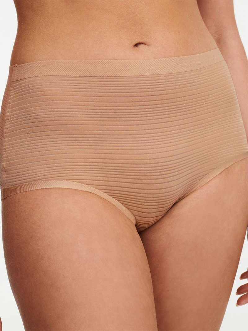 Chantelle SoftStretch Stripes Brief Panties Clay Nude | USA 1803SOB