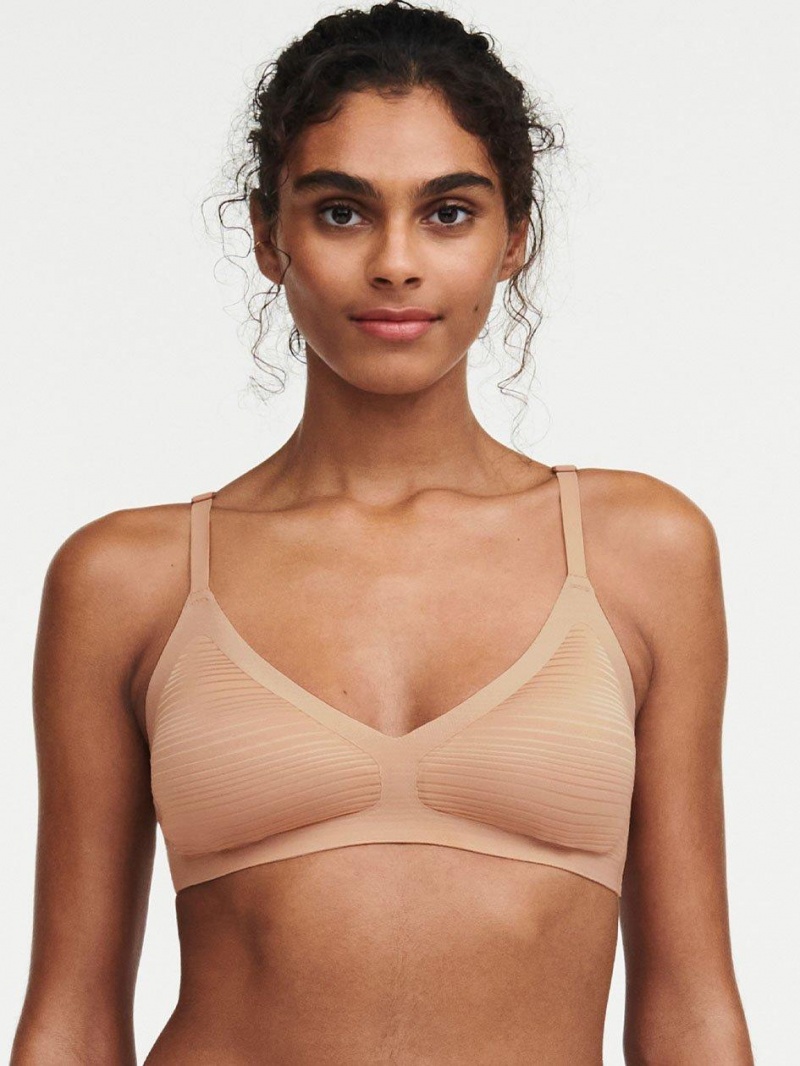 Chantelle SoftStretch Stripeslette Bras Clay Nude | USA 1464APV