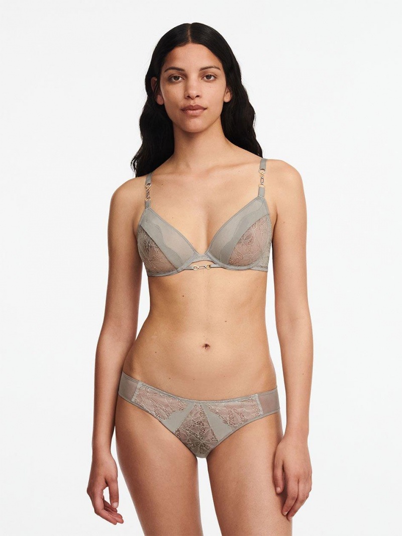 Chantelle Spark Lace Unlined Underwire Bras Metal Grey | USA 2234QZD