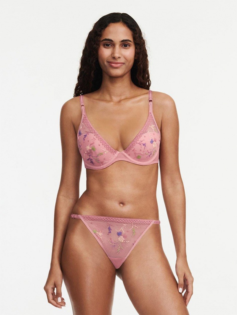 Chantelle Suzy Lace Plunge Contour, Passionata designed by CL Bras Rosewood Multico | USA 2168DNN