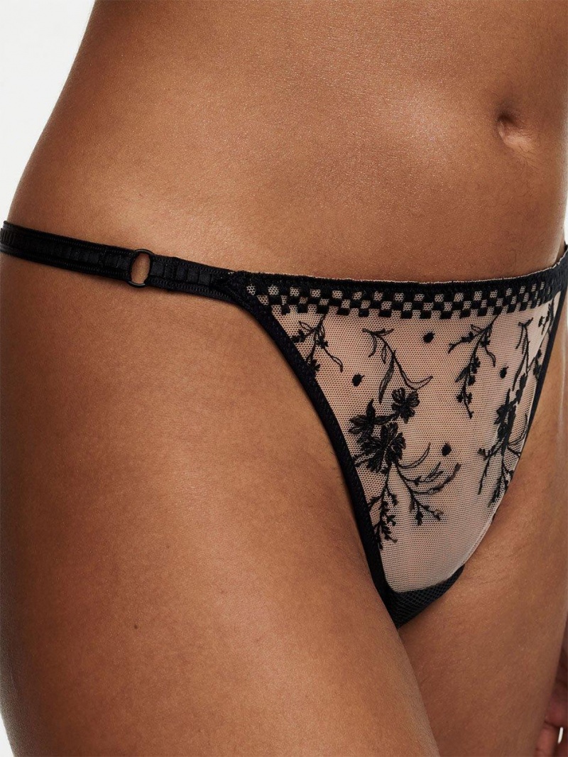 Chantelle Suzy Lace Thong, Passionata designed by CL Panties Nude Blush/Black | USA 1681ZGY