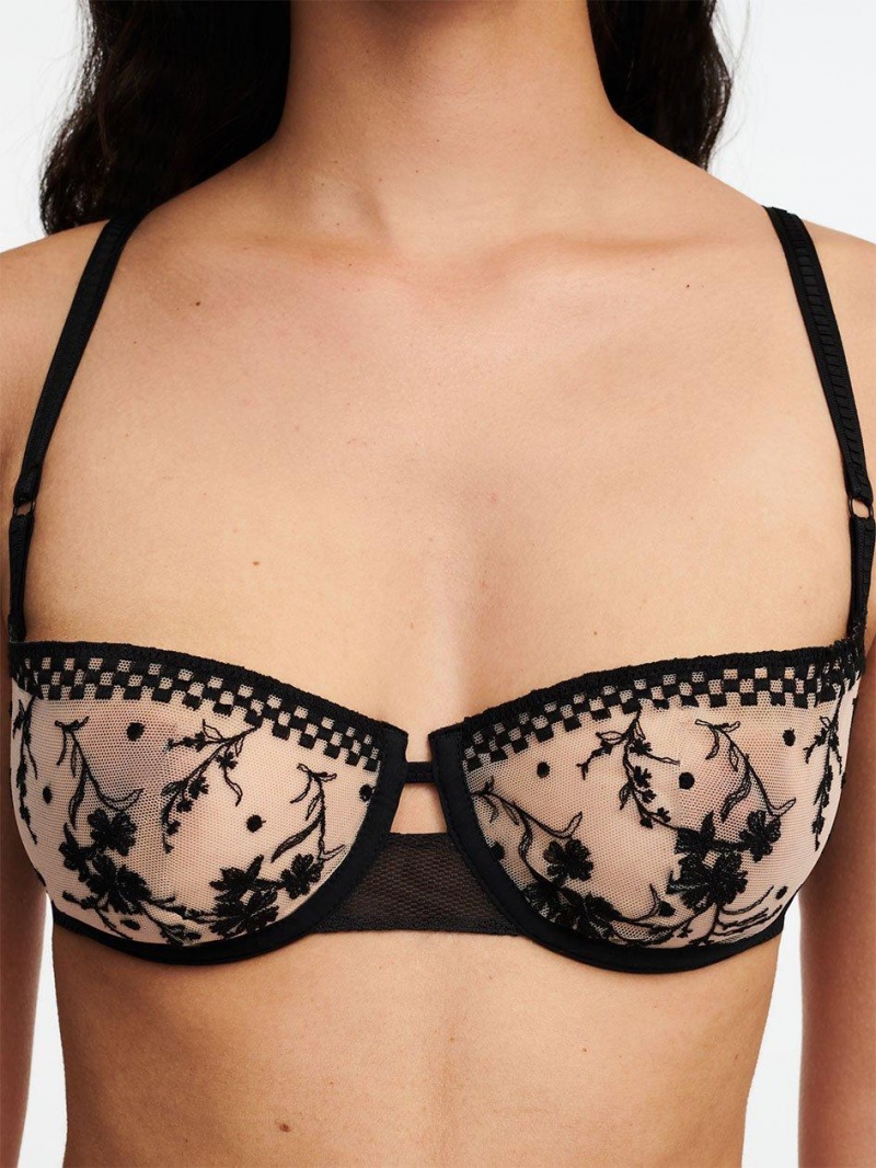 Chantelle Suzy Lace Unlined Demi, Passionata designed by CL Bras Nude Blush/Black | USA 2199KIR