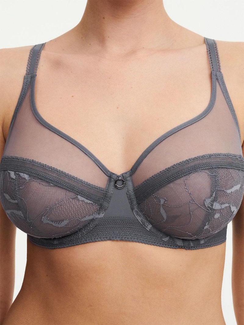 Chantelle True Lace Full Coverage Underwire Bras Slate Grey | USA 2154NBA