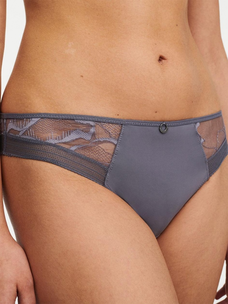 Chantelle True Lace Thong Panties Slate Grey | USA 2368PQJ