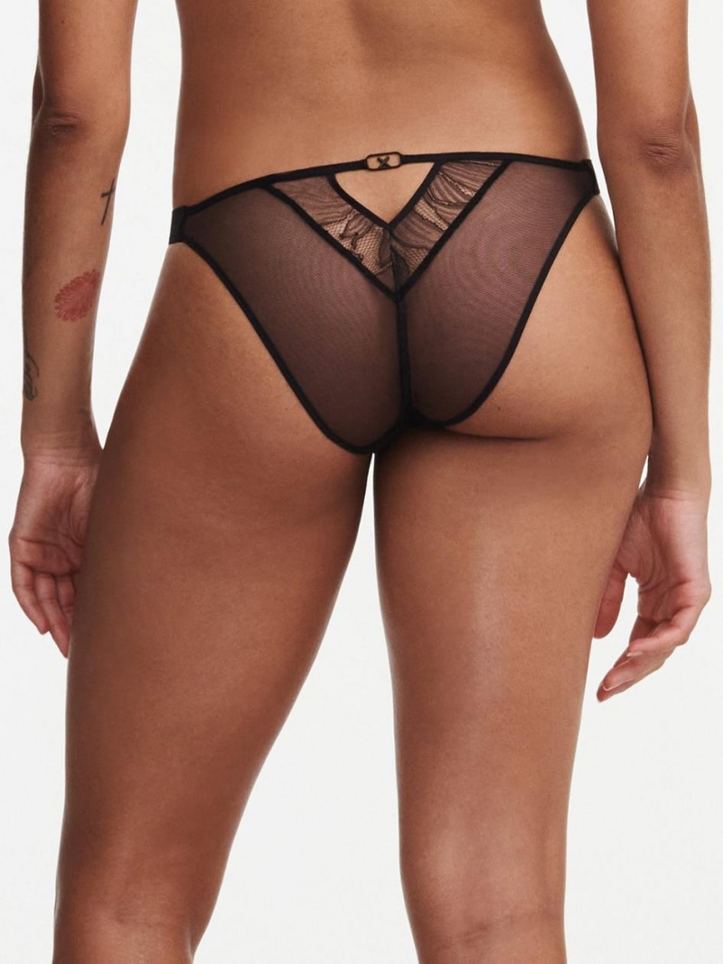 Chantelle Xtravagant Lace Bikini Panties Black | USA 2446PQJ