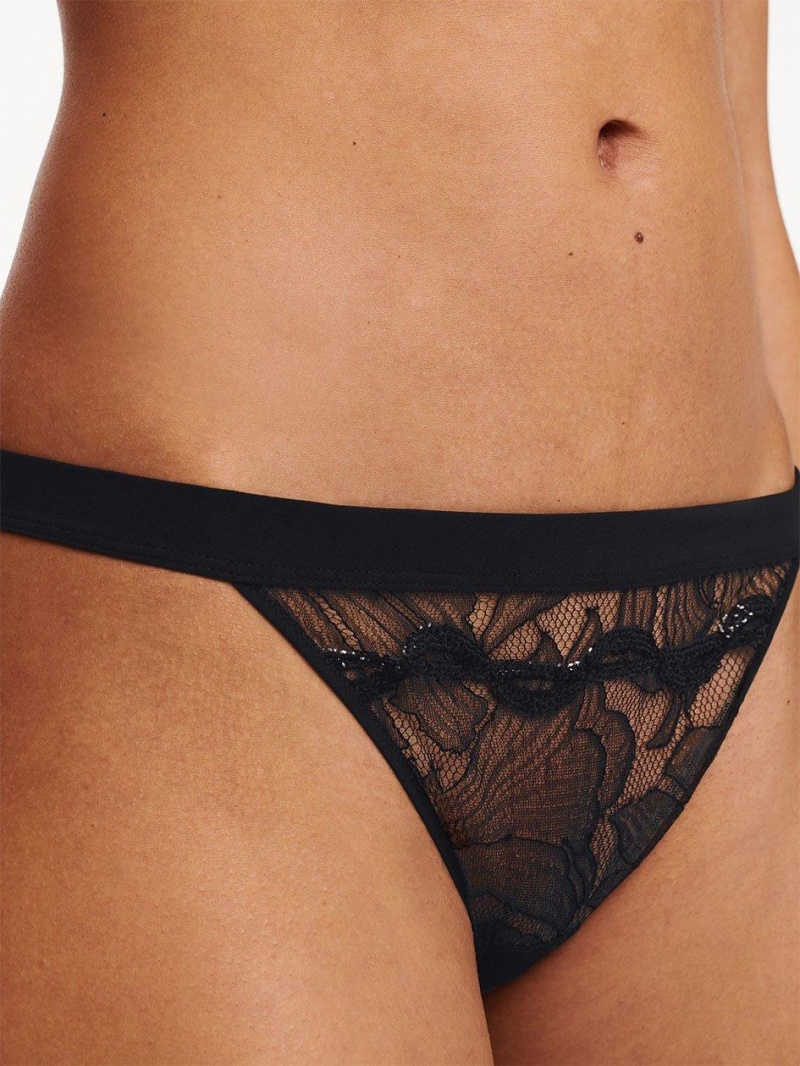 Chantelle Xtravagant Lace Thong Panties Black | USA 2444SOG