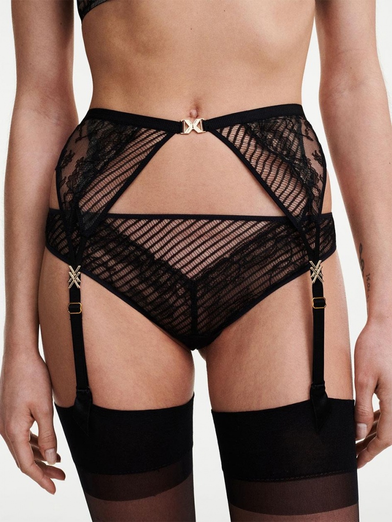 Chantelle tXture Garter Belt Lingerie Black | USA 2541LHI