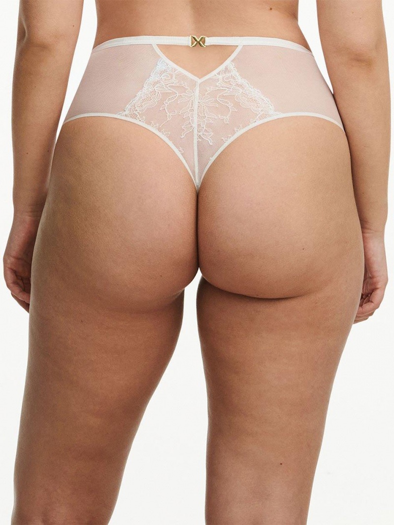 Chantelle tXture High- Waisted Thong Panties Milk | USA 1835KIR