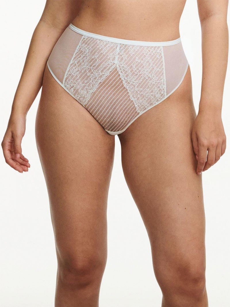 Chantelle tXture High- Waisted Thong Panties Milk | USA 1835KIR